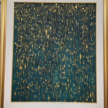 Rainfall in Teal and Gold